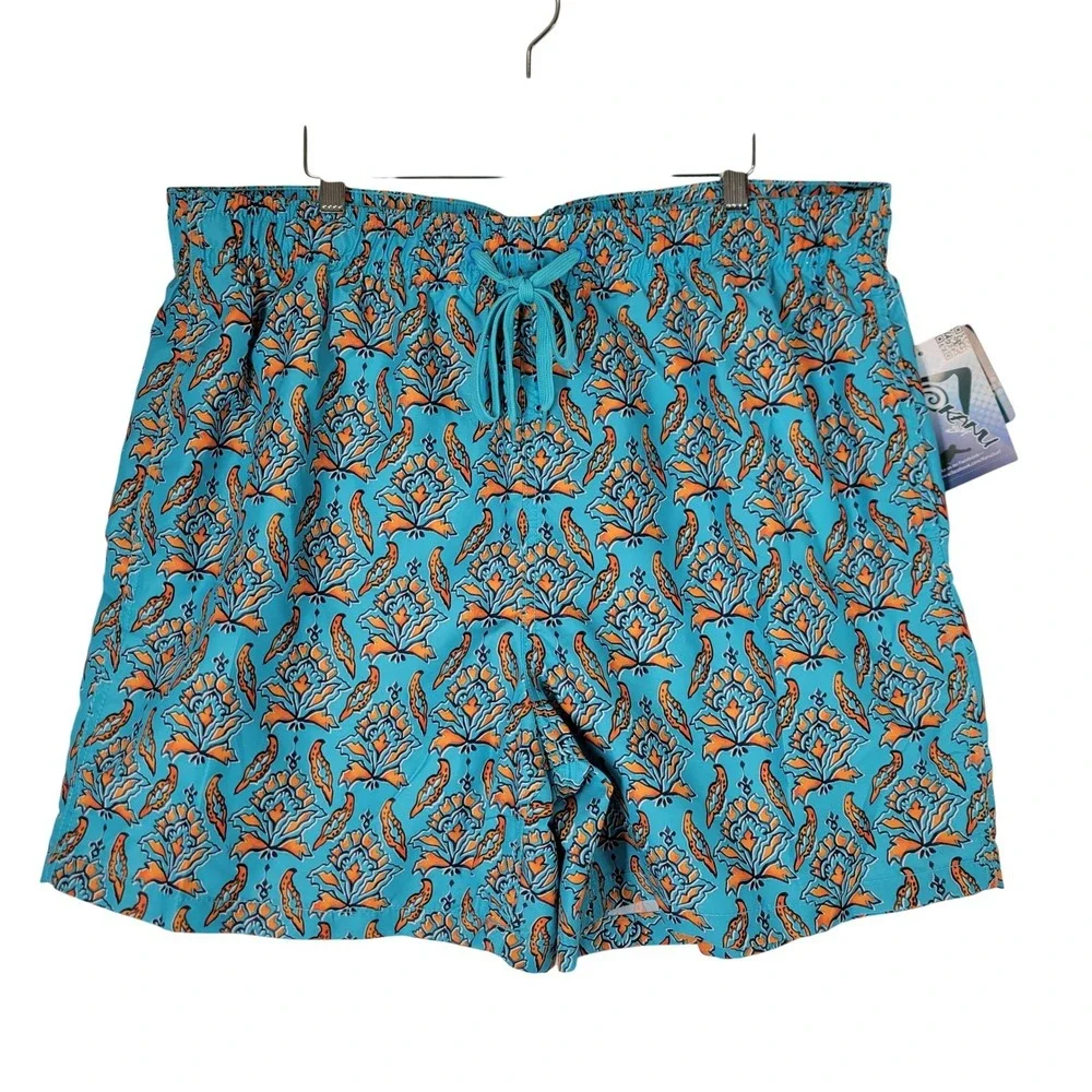 Kanu‎ Surf Mens Vista Club Trunks Aqua Blue Orange Print Size XXL